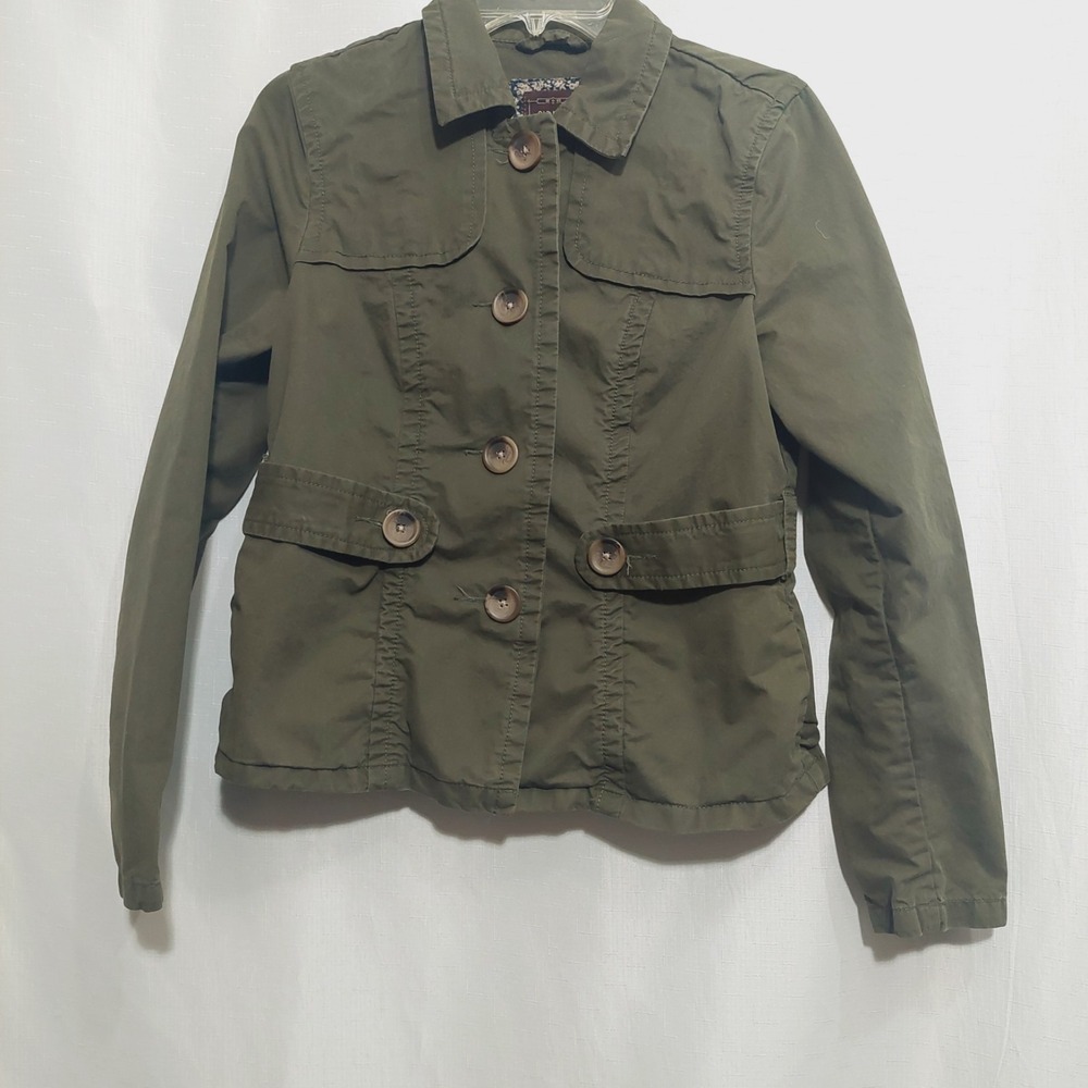 Old Navy Womens Medium Button Up Utility Field Jacket Cotton Long Sleeves Collar